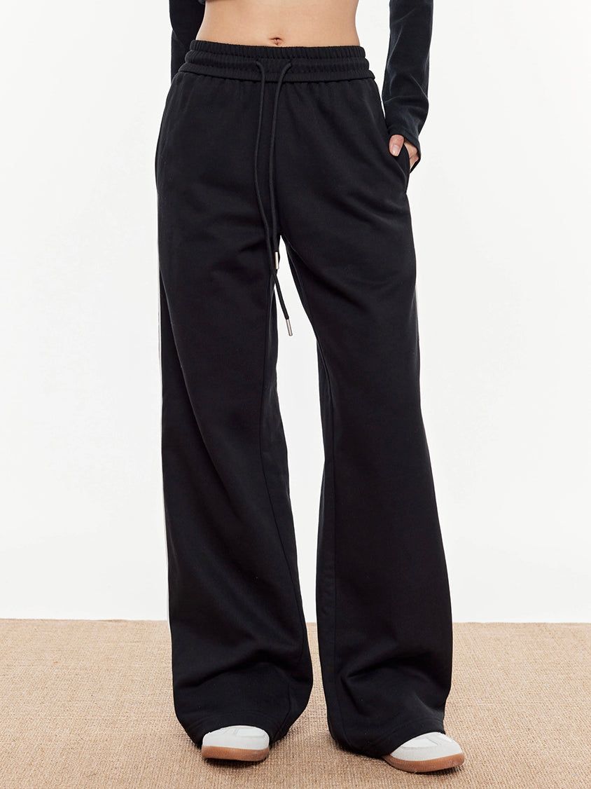 Contrast Piping Drawstring Sweatpants-Chicvia