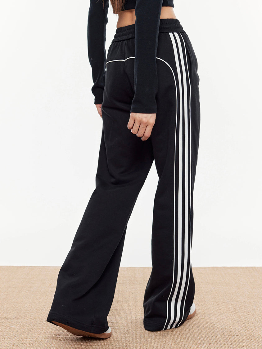 Contrast Piping Drawstring Sweatpants-Chicvia