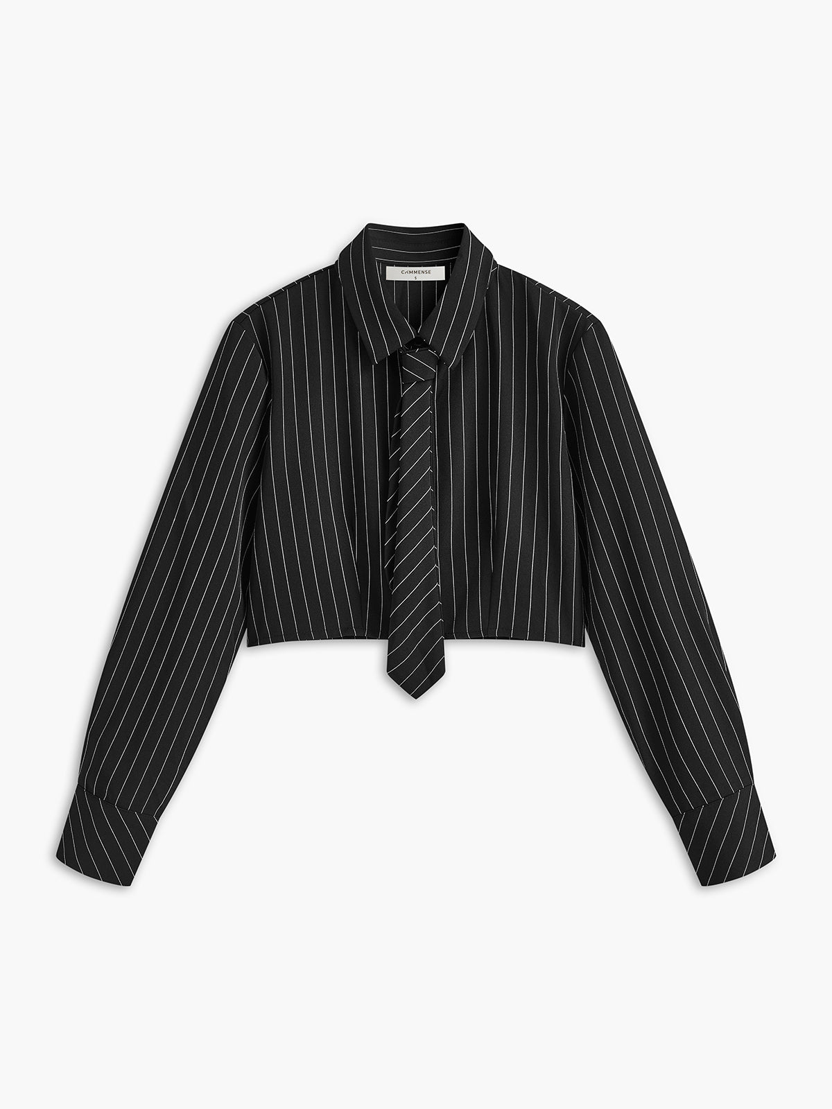 Pinstripe Crop Polo Shirt-Chicvia