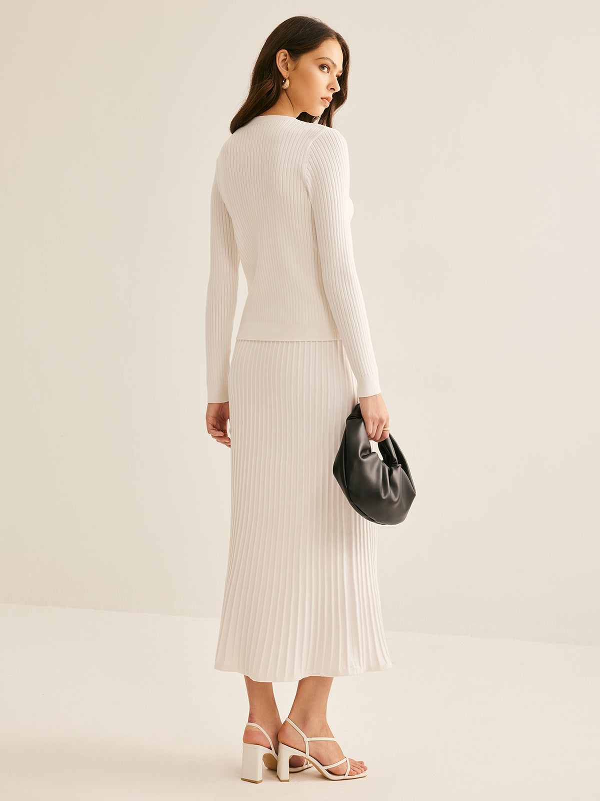 Elegant Button Pleated Sweater Co-ords-Chicvia