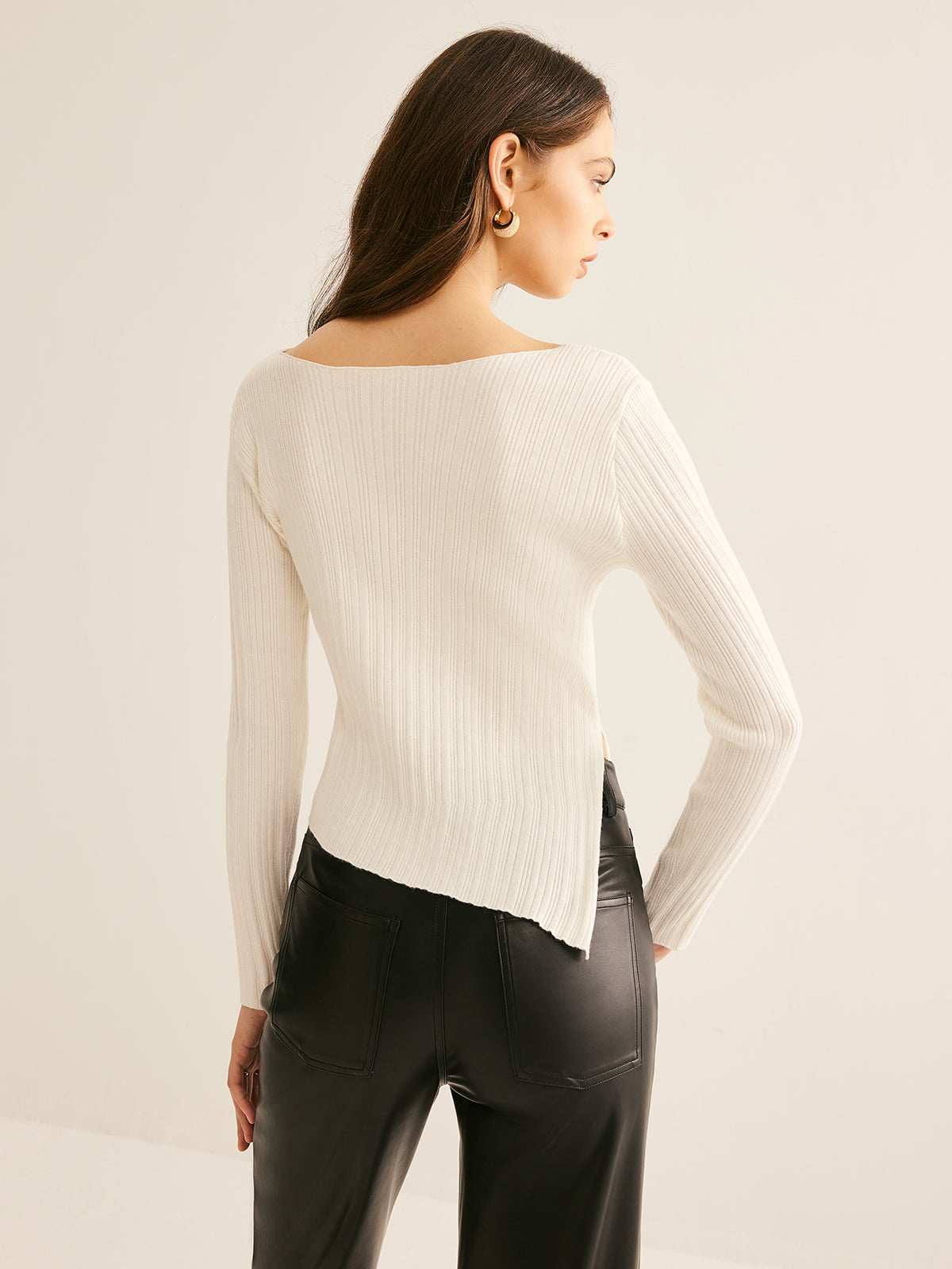 Casual Split Knit Top-Chicvia
