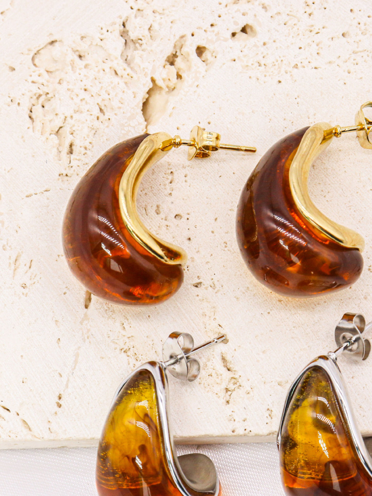 Honey Drop Stud Earrings-Chicvia