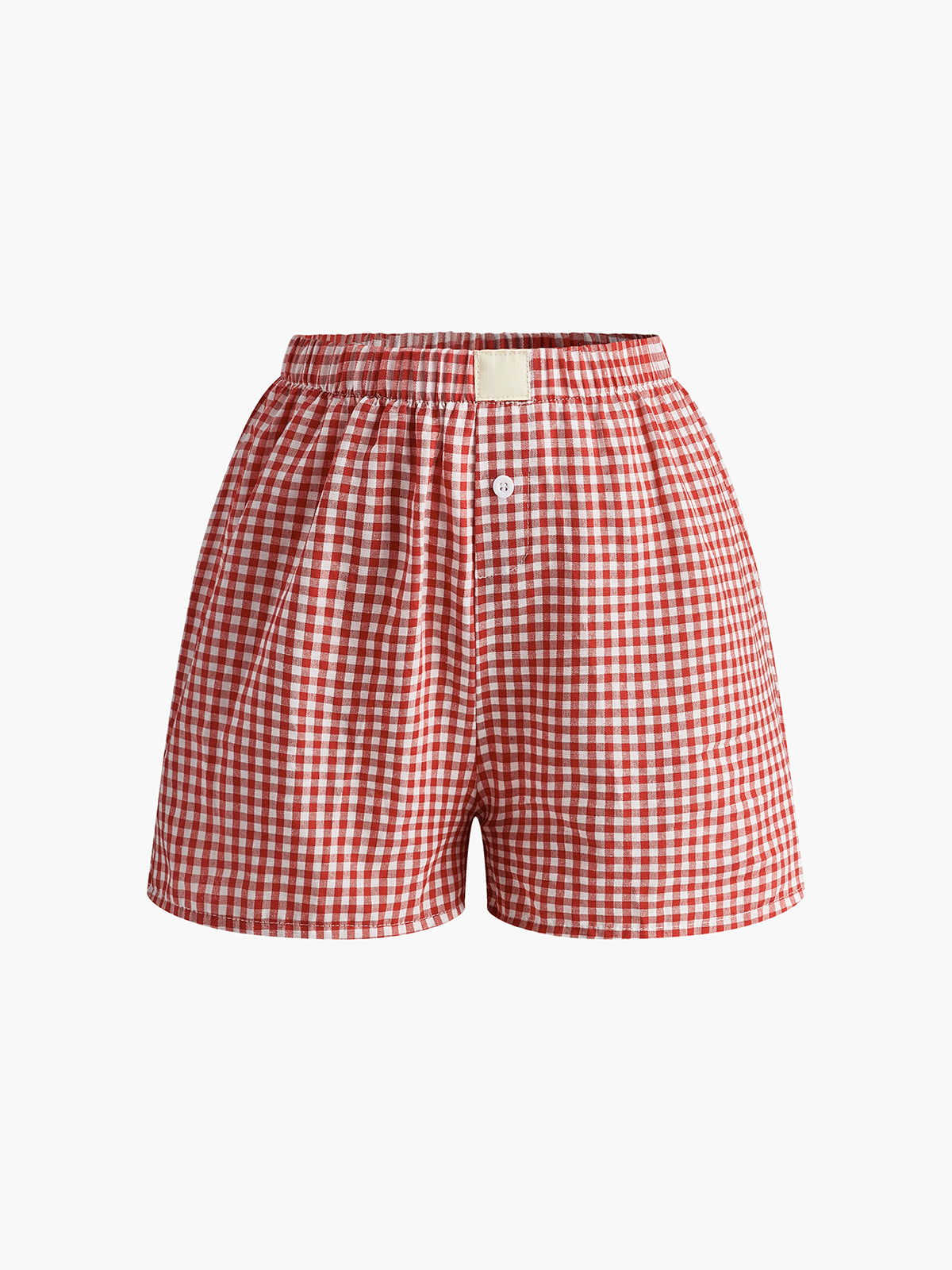 Plaid Button Shorts-Chicvia