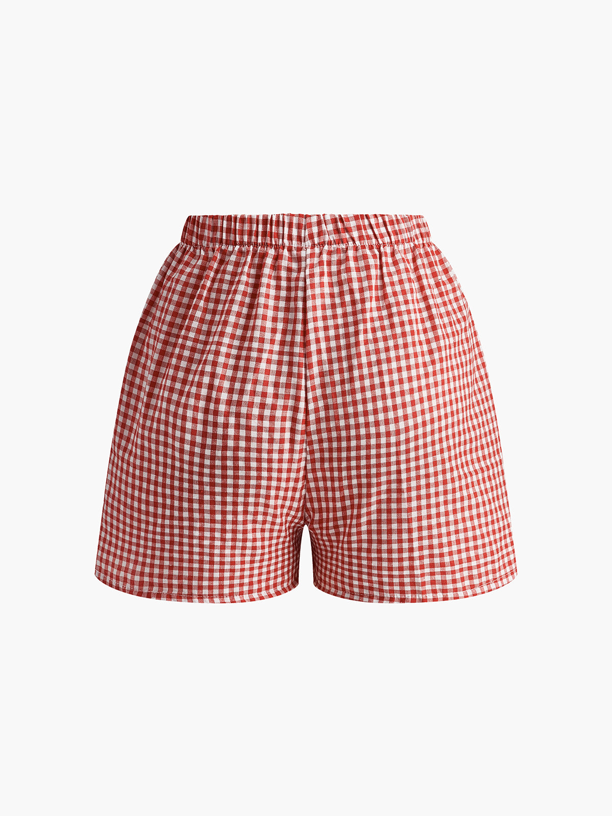 Plaid Button Shorts-Chicvia