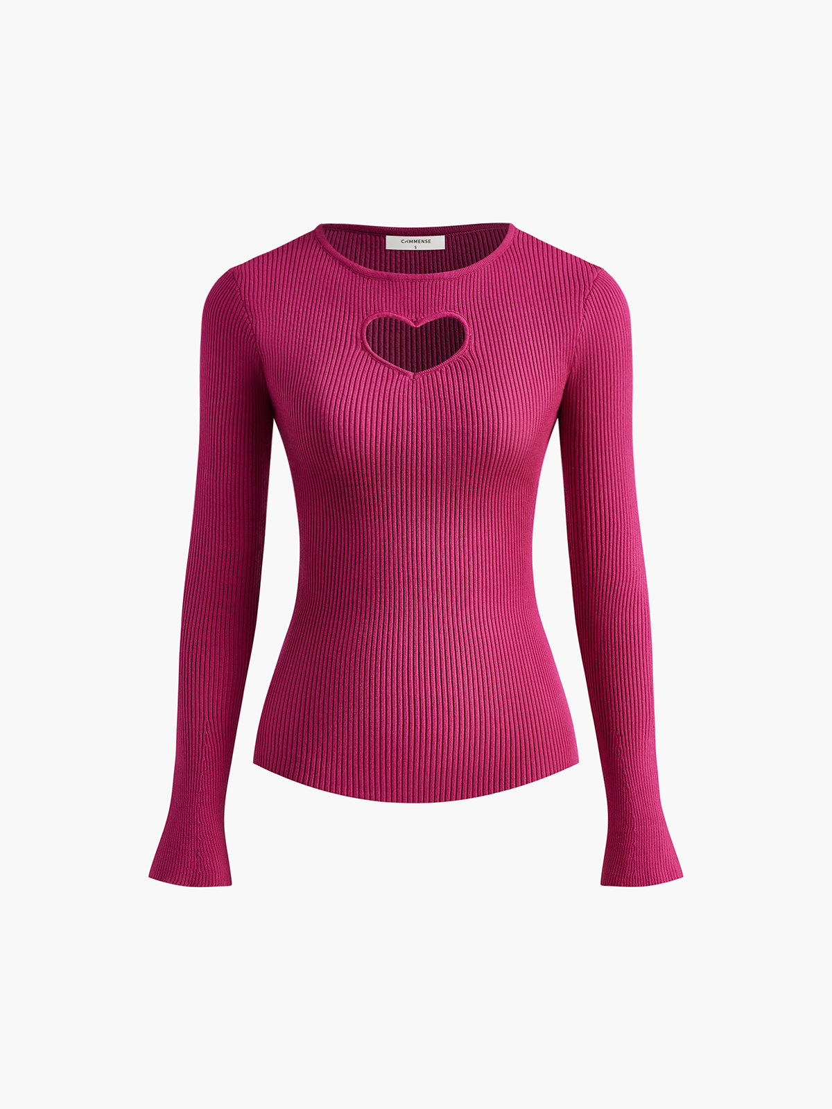 Heart-Shape Cutout Slim Knit Top-Chicvia