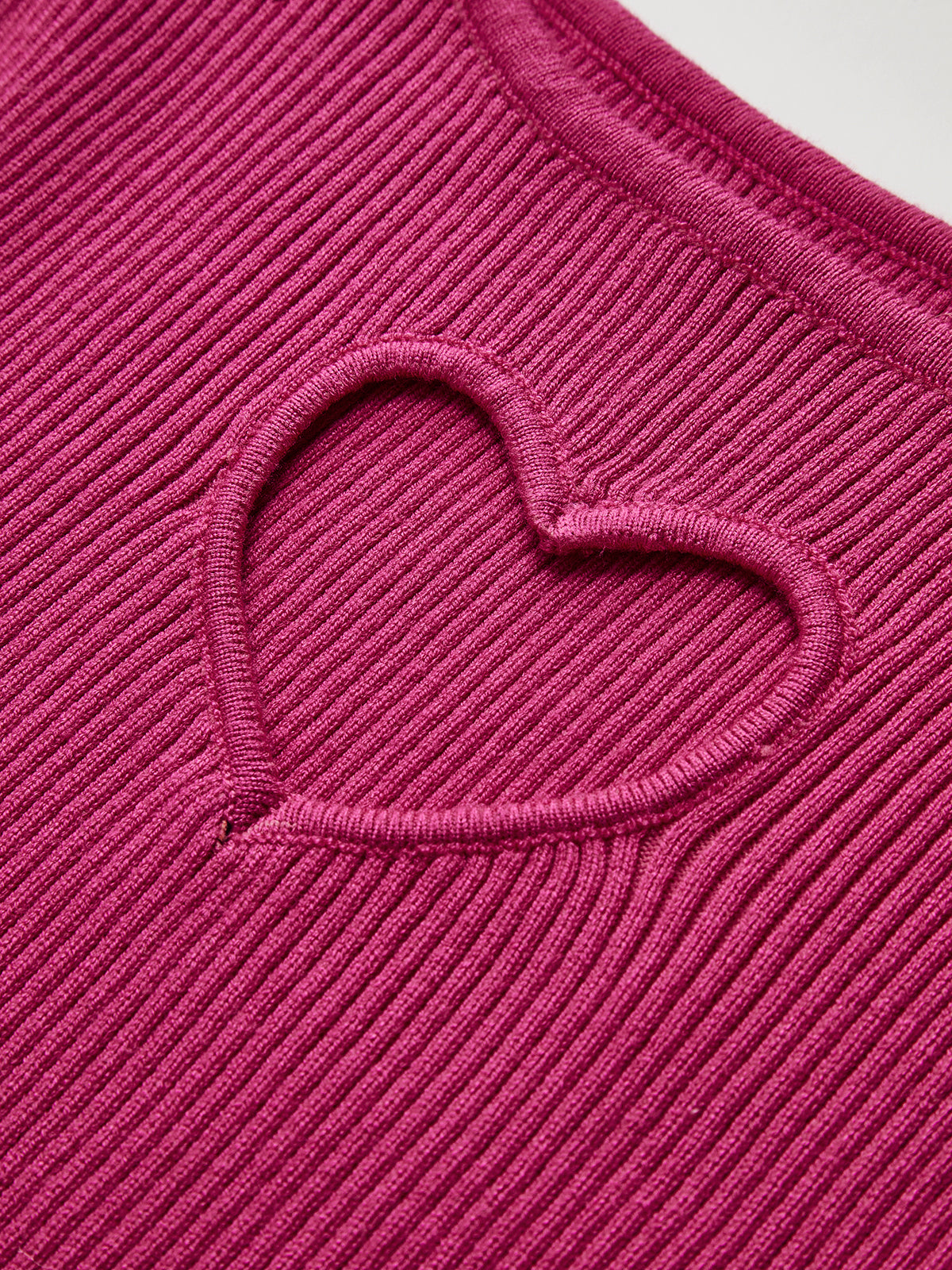 Heart-Shape Cutout Slim Knit Top-Chicvia