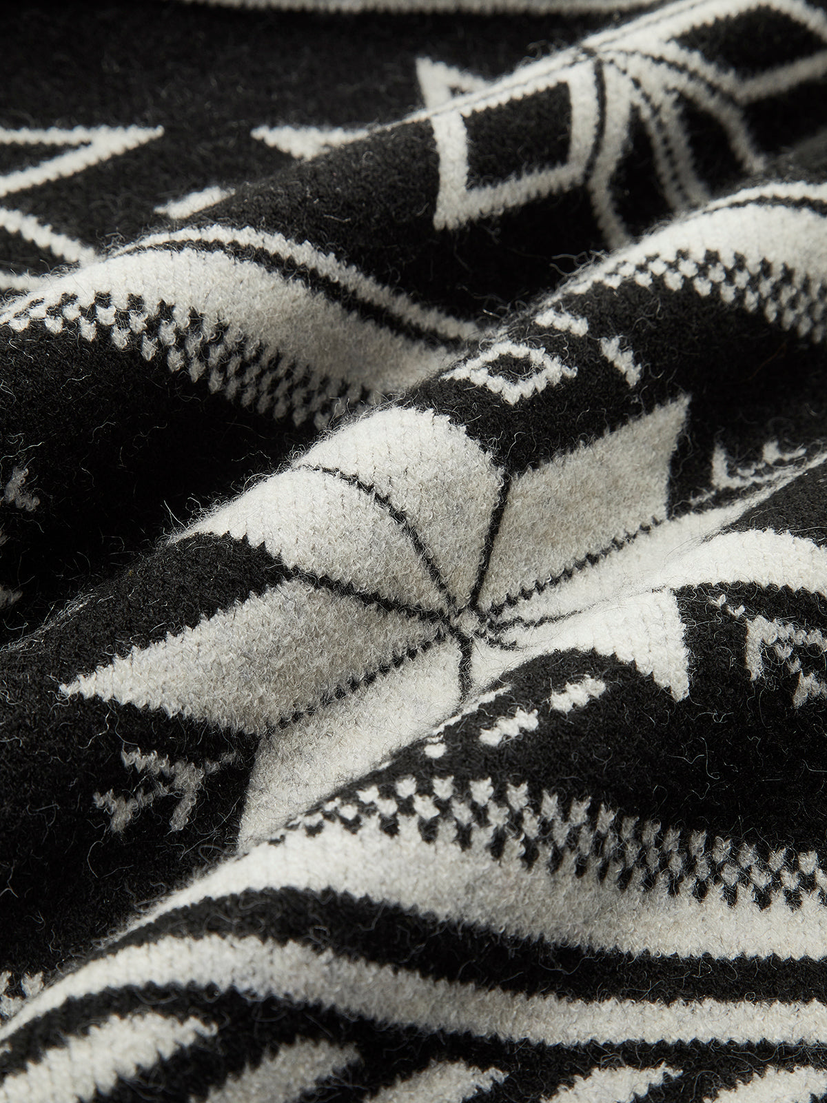 Jacquard Zipper Lapel Sweater-Chicvia