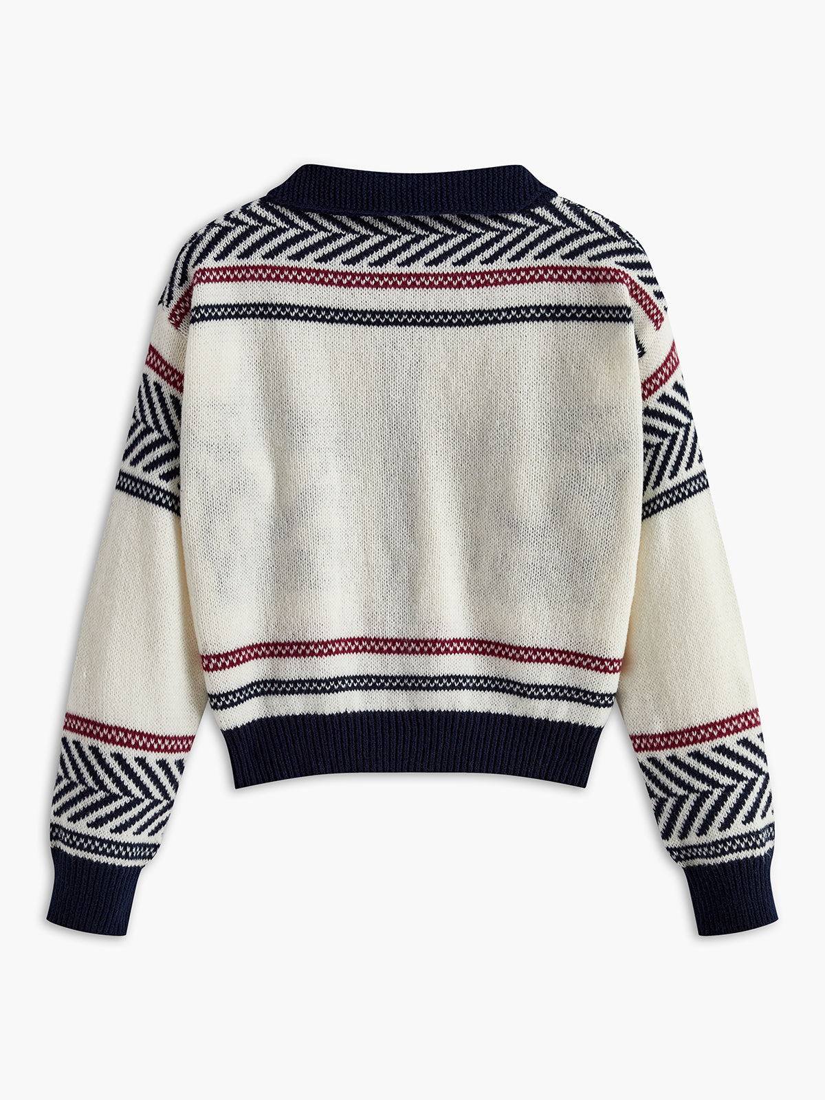 Contrast Pattern Zipper Short Cardigan-Chicvia