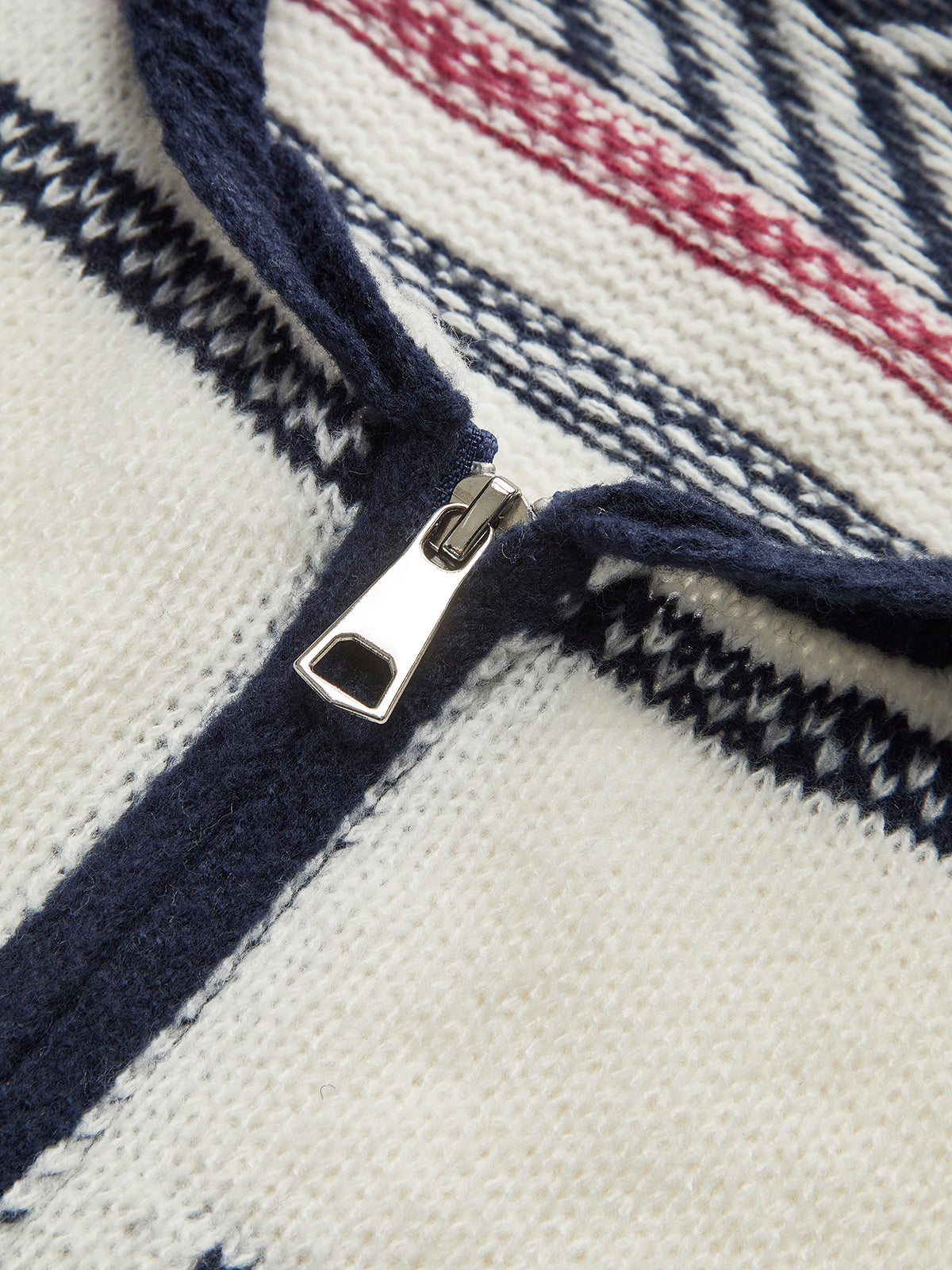 Contrast Pattern Zipper Short Cardigan-Chicvia