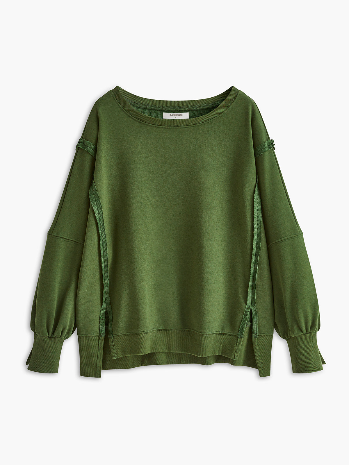 Plain Cotton Split Sweatshirt-Chicvia