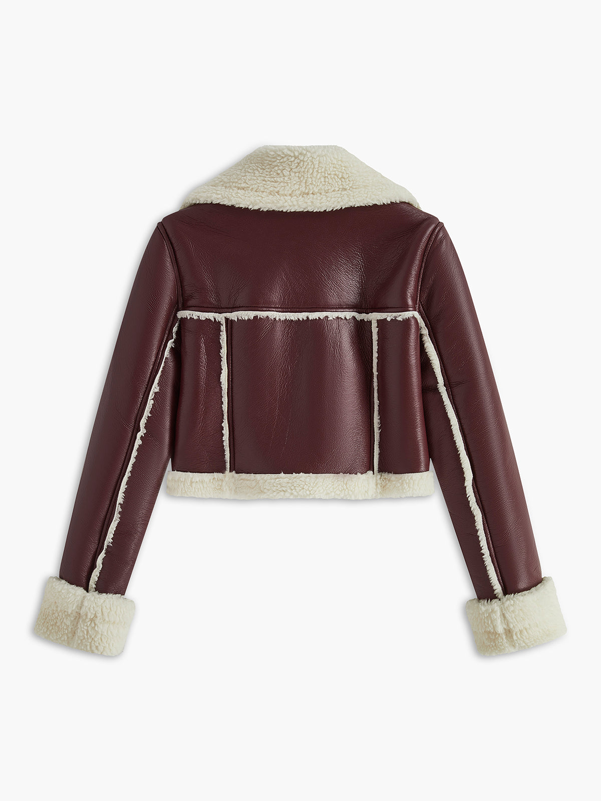 Lapel Piping Crop Fleece Jacket-Chicvia