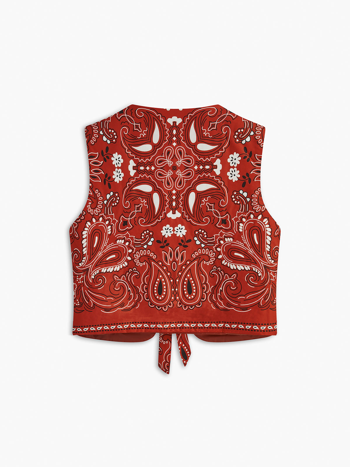 Paisley Printed Tie Front Vest-Chicvia