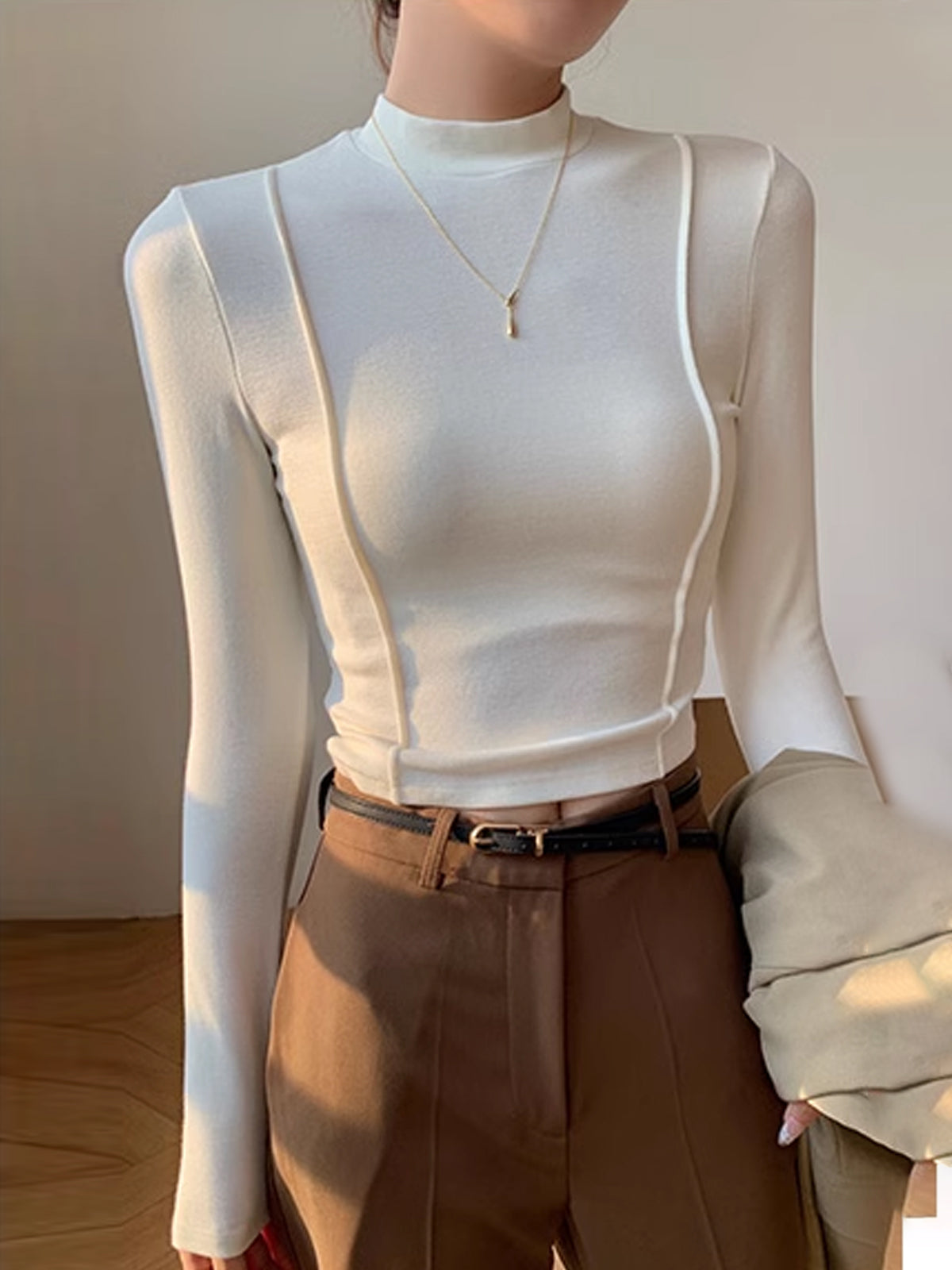 Plain Jersey Piping T-Shirt-Chicvia