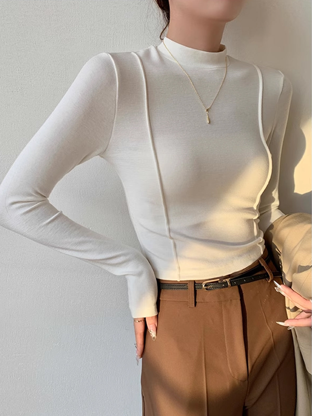 Plain Jersey Piping T-Shirt-Chicvia