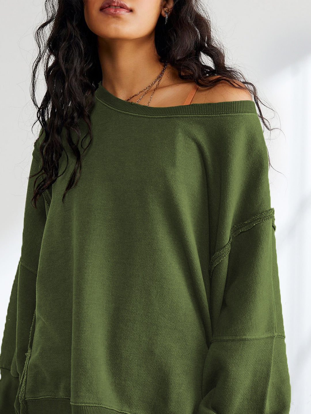 Plain Cotton Split Sweatshirt-Chicvia