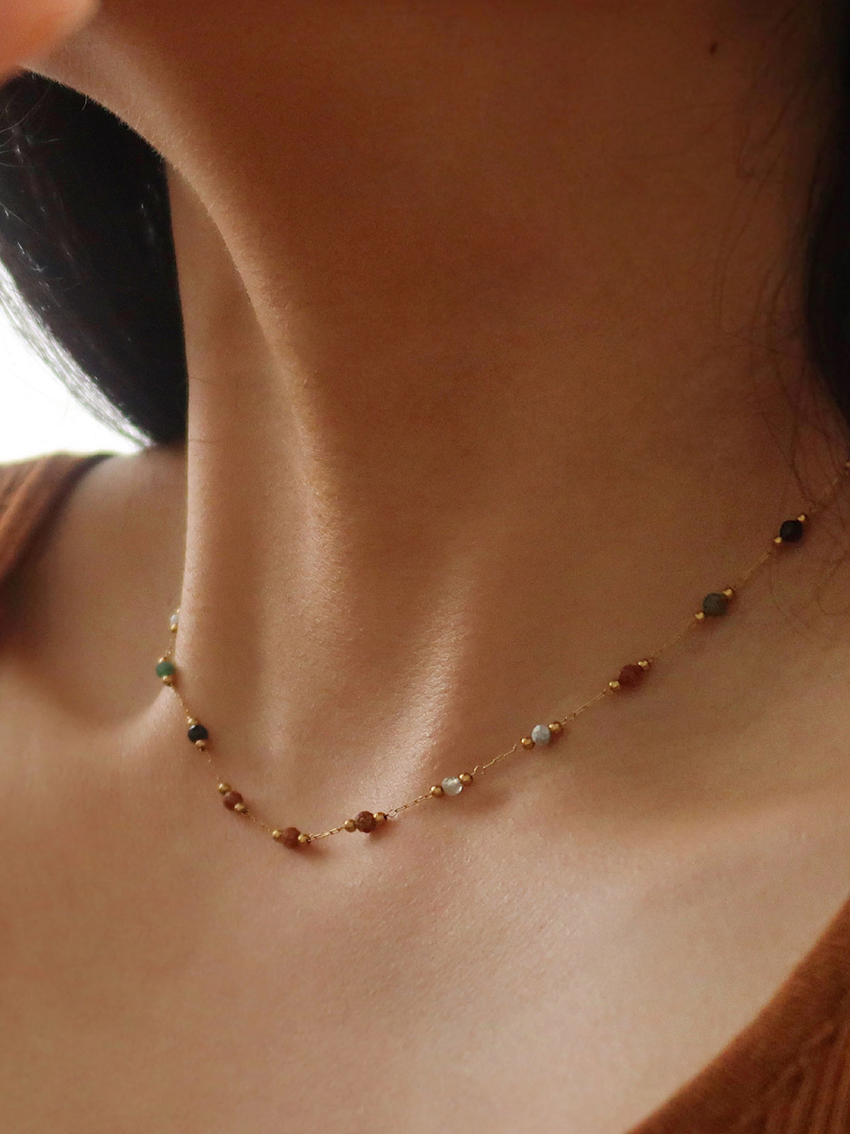 Colorful Beaded Link Necklace-Chicvia