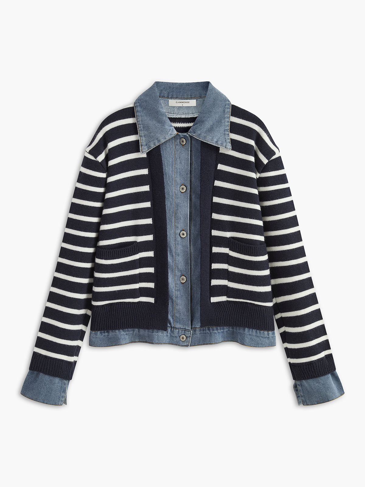 Panel Striped Faux Fur Coat-Chicvia