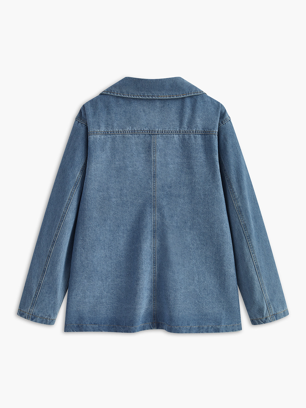 Lapel Cargo Denim Jacket-Chicvia