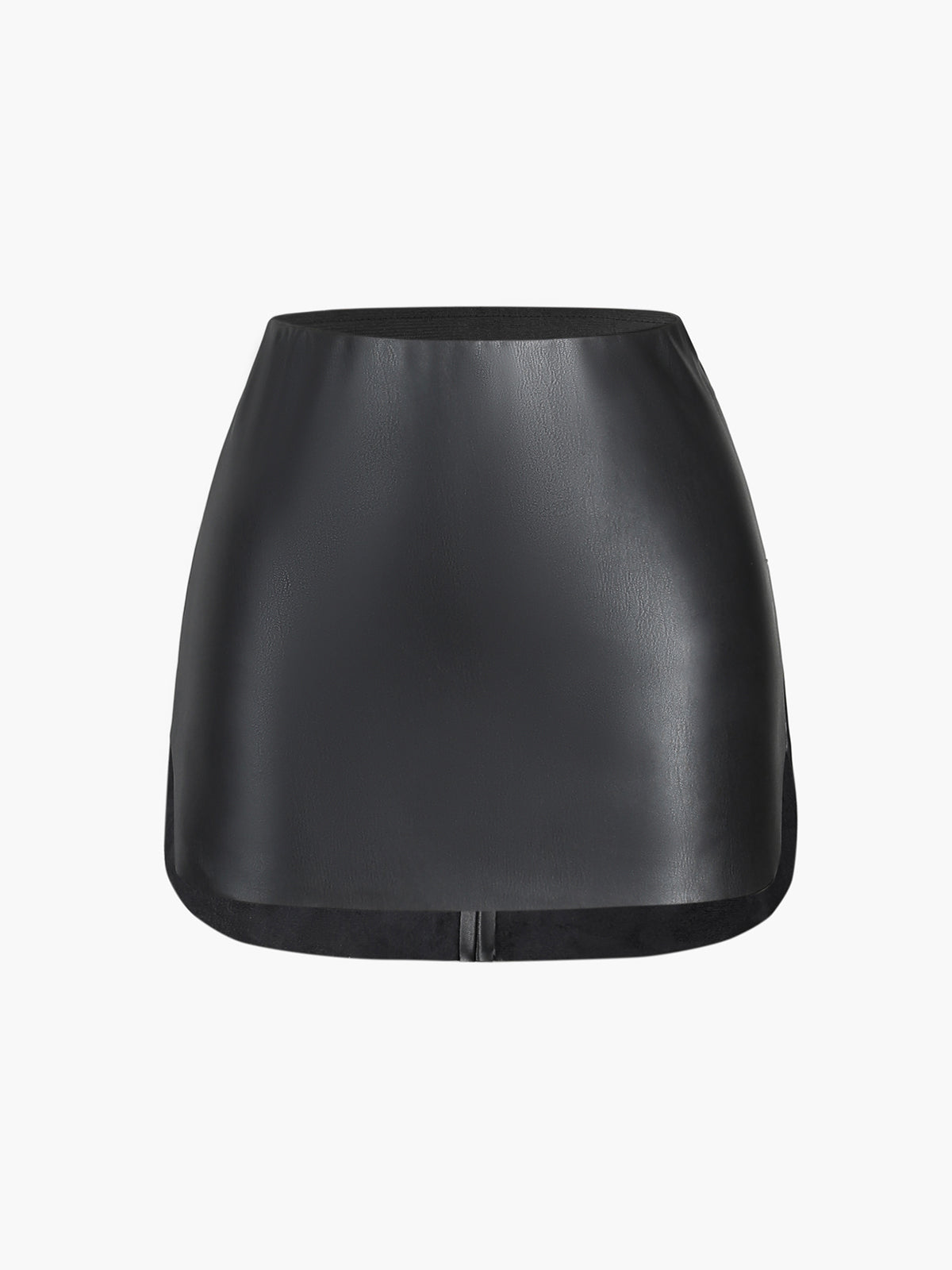 Faux Leather Zippered Mini Skirt-Chicvia