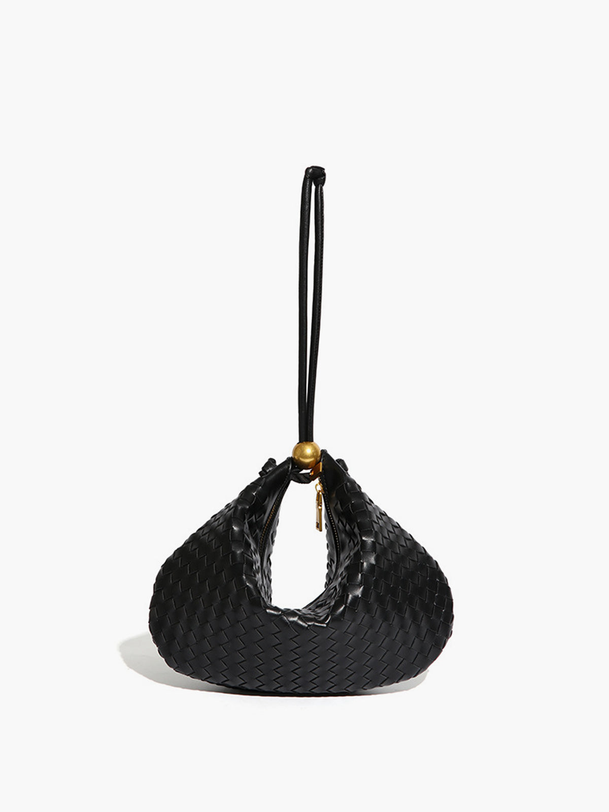 Golden Ball Woven Zipper Dumpling Bag-Chicvia