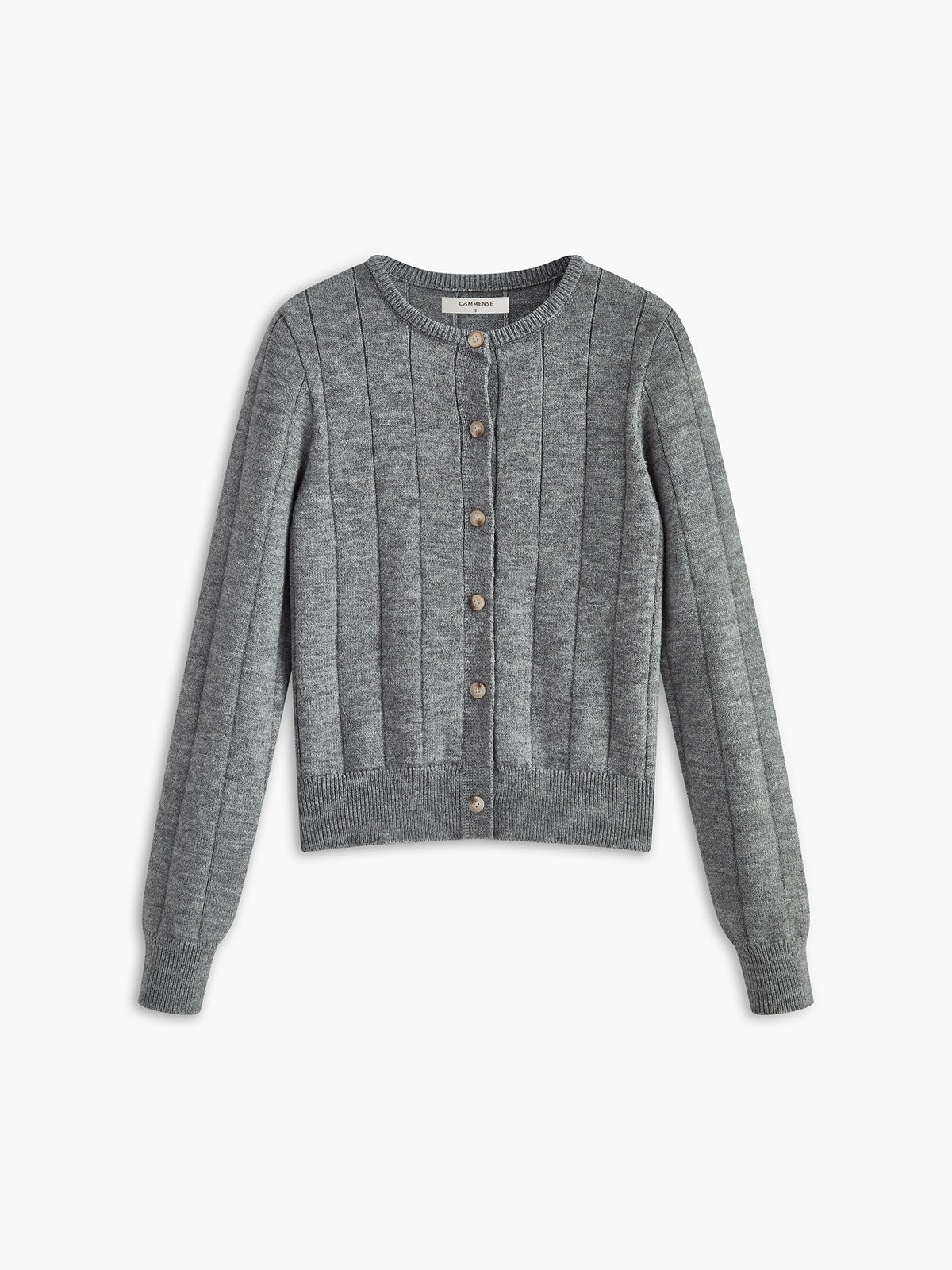 Crew Neck Button Soft Cardigan-Chicvia