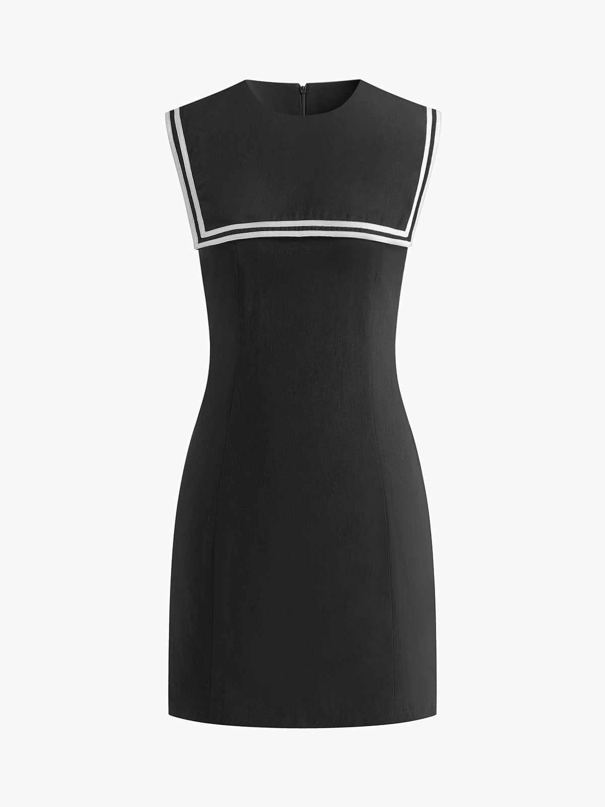 Cotton & Linen Contrast Trim Short Dress-Chicvia