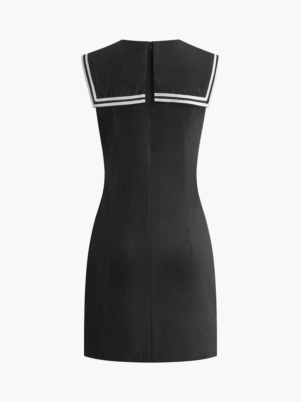 Cotton & Linen Contrast Trim Short Dress-Chicvia