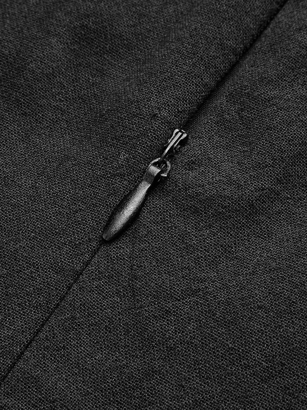 Cotton & Linen Contrast Trim Short Dress-Chicvia