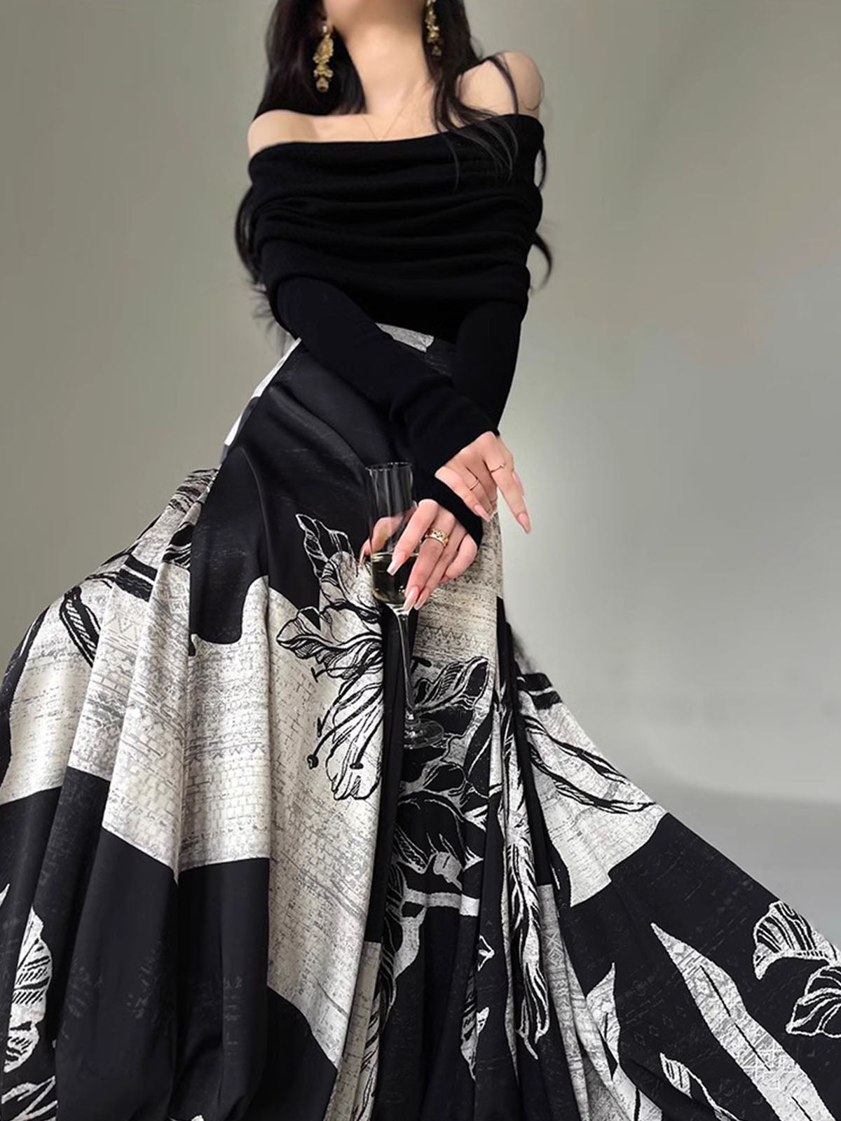 Bud Waist Side-Zipper Midi Skirt-Chicvia