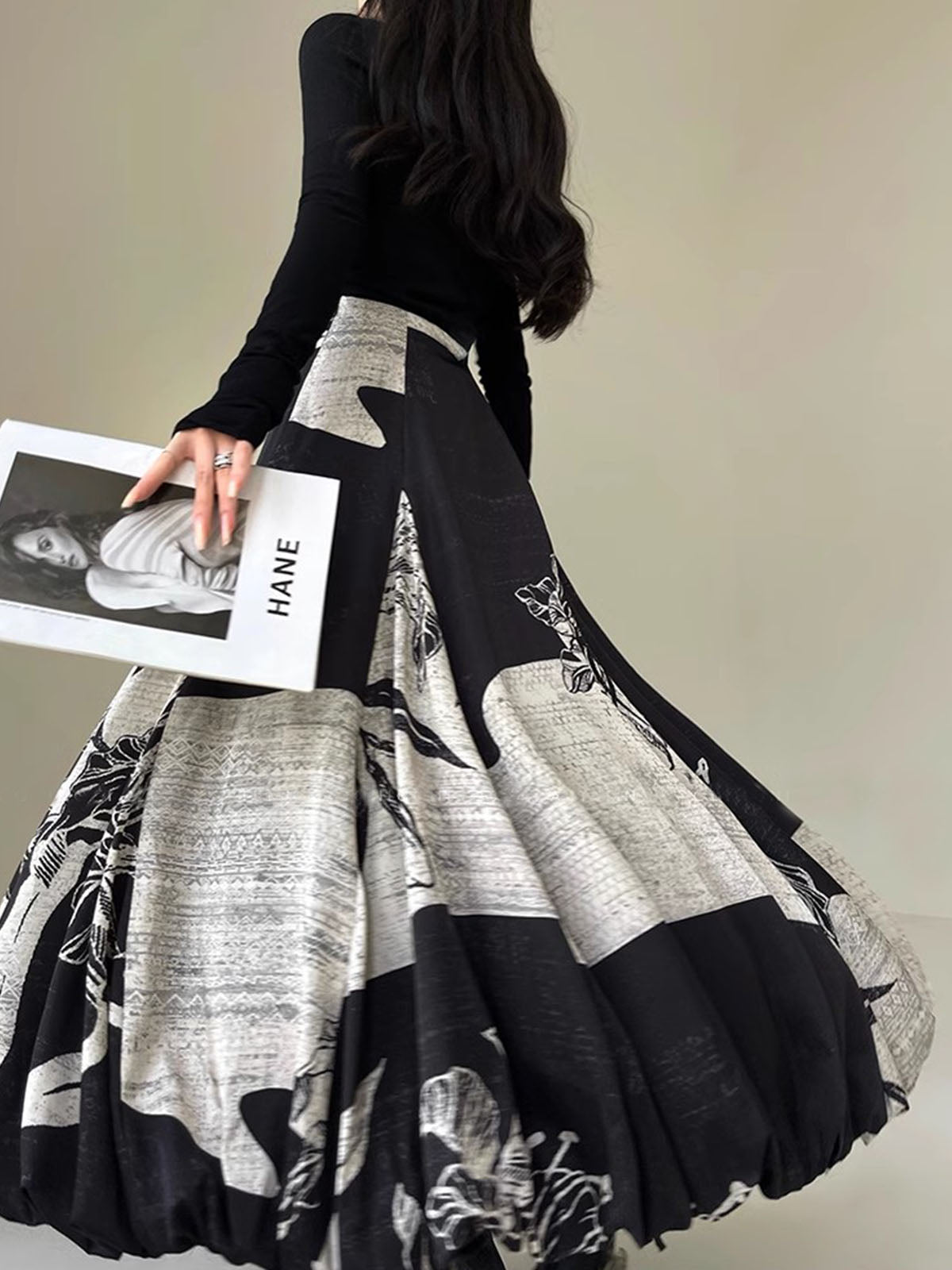 Bud Waist Side-Zipper Midi Skirt-Chicvia