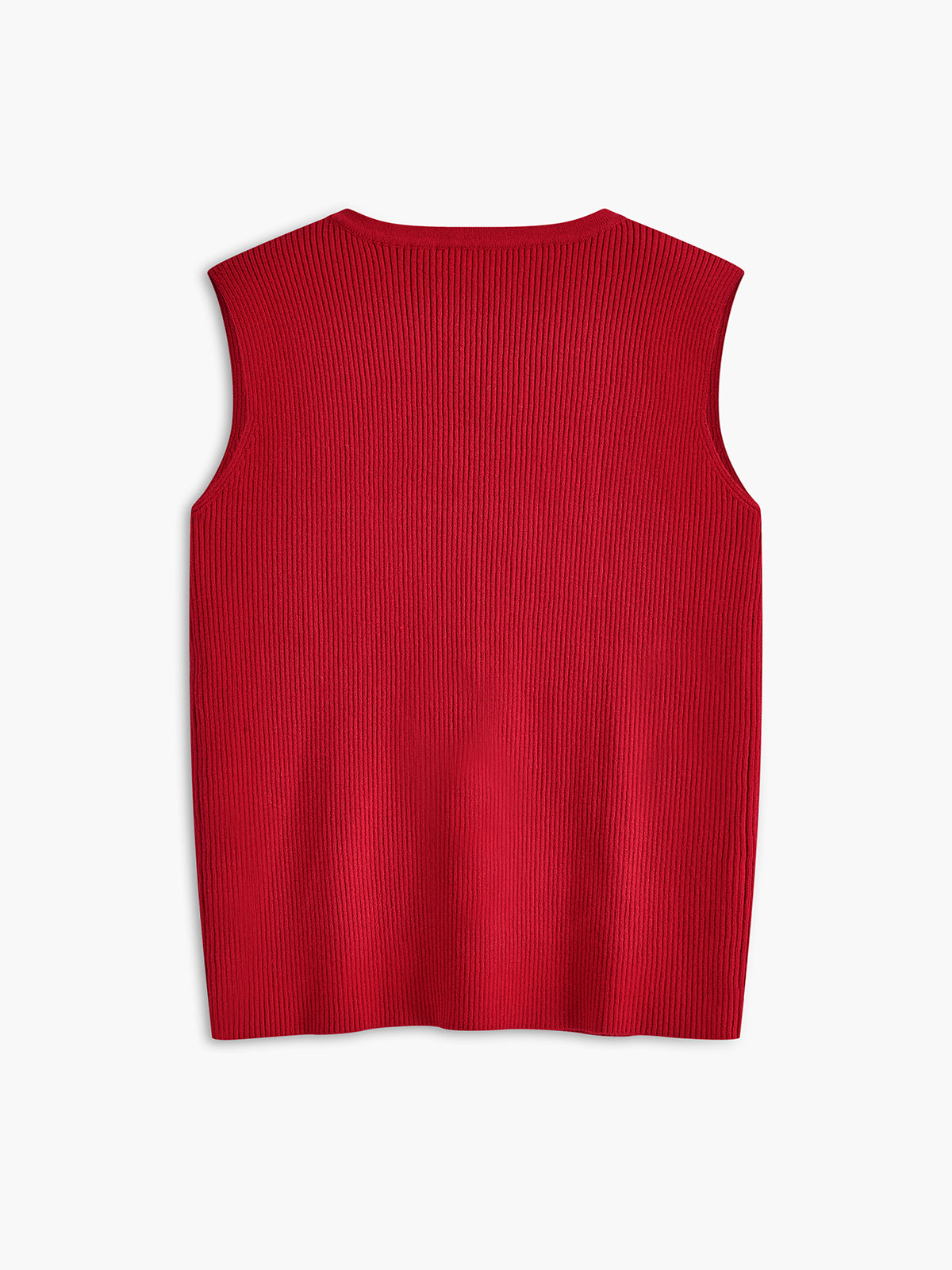 Ribbed Tie Neck Sweater Vest-Chicvia