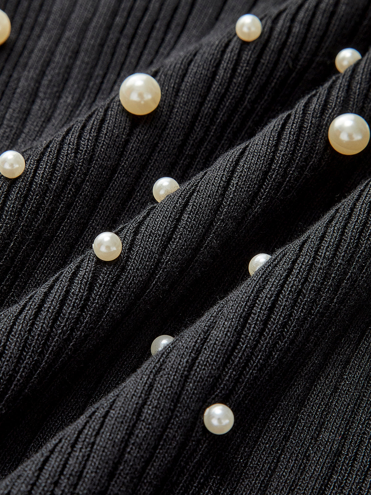 Pearl Beaded Stretch Sweater Vest-Chicvia