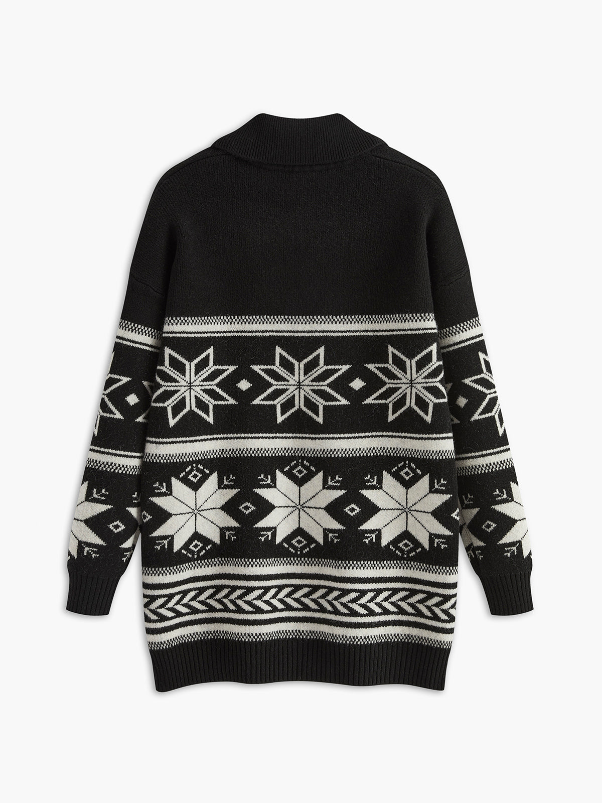 Jacquard Zipper Lapel Sweater-Chicvia