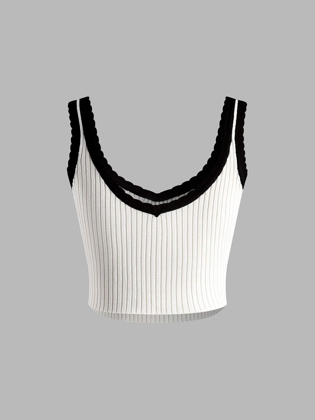 Contrast Trim Bow Crop Sweater Vest-Chicvia