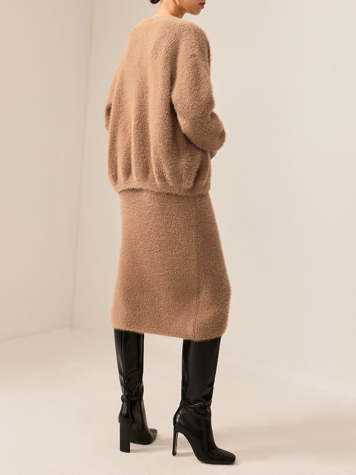 Plain Fuzzy Cozy Sweater Co-ords-Chicvia