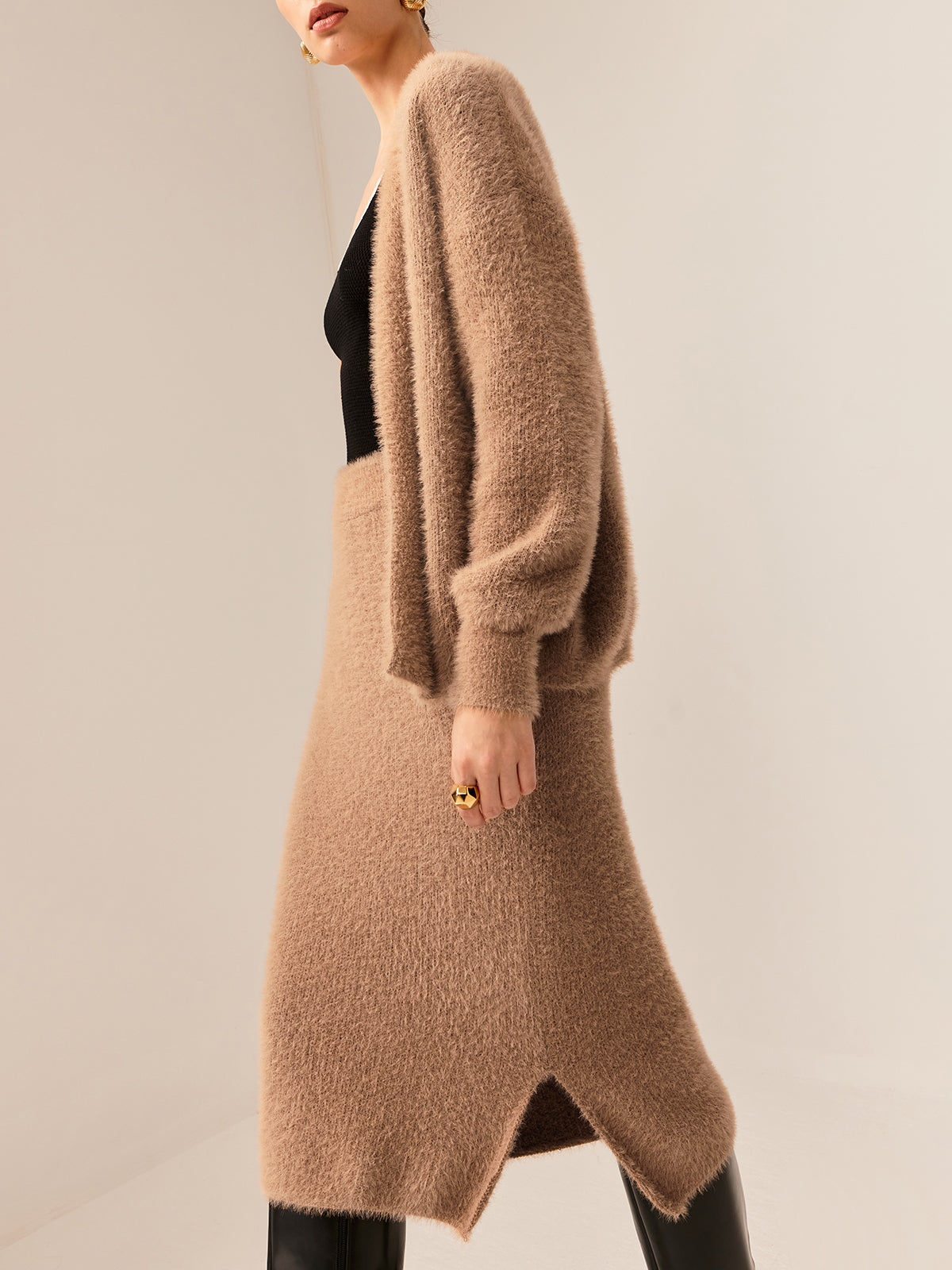 Plain Fuzzy Cozy Sweater Co-ords-Chicvia