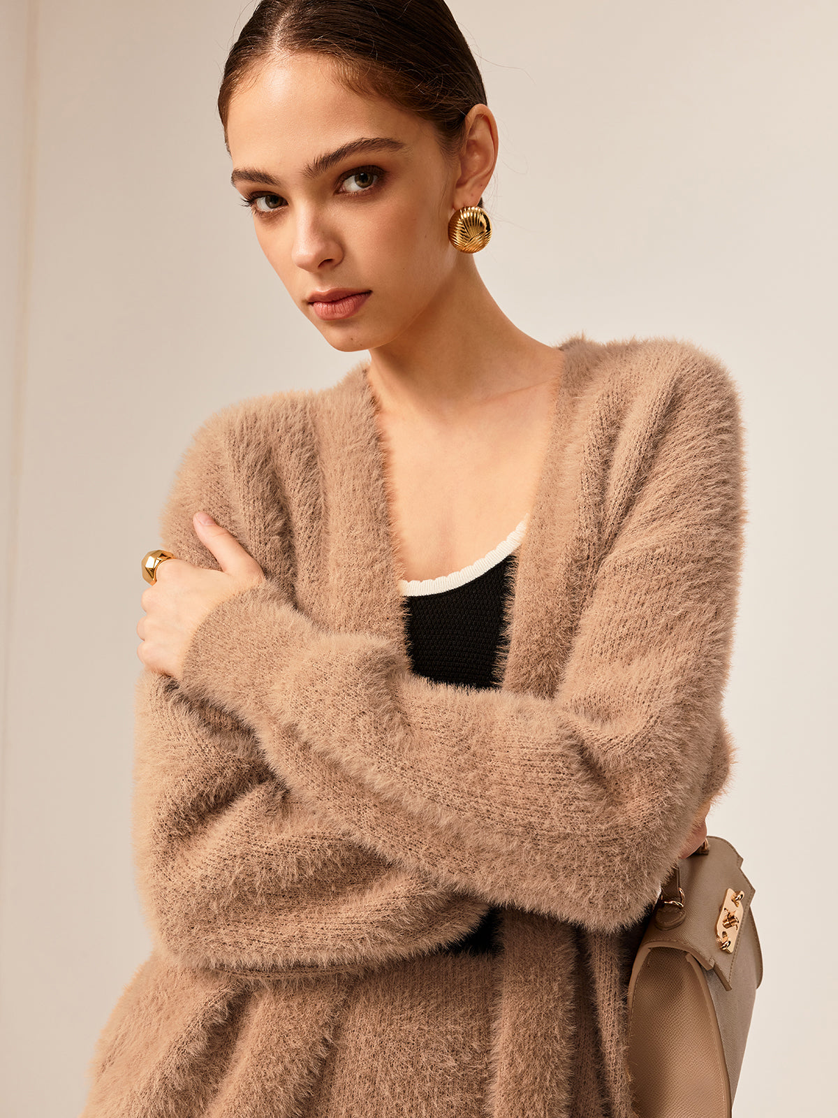Plain Fuzzy Cozy Sweater Co-ords-Chicvia