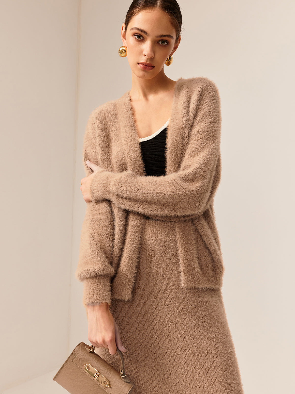 Plain Fuzzy Cozy Sweater Co-ords-Chicvia