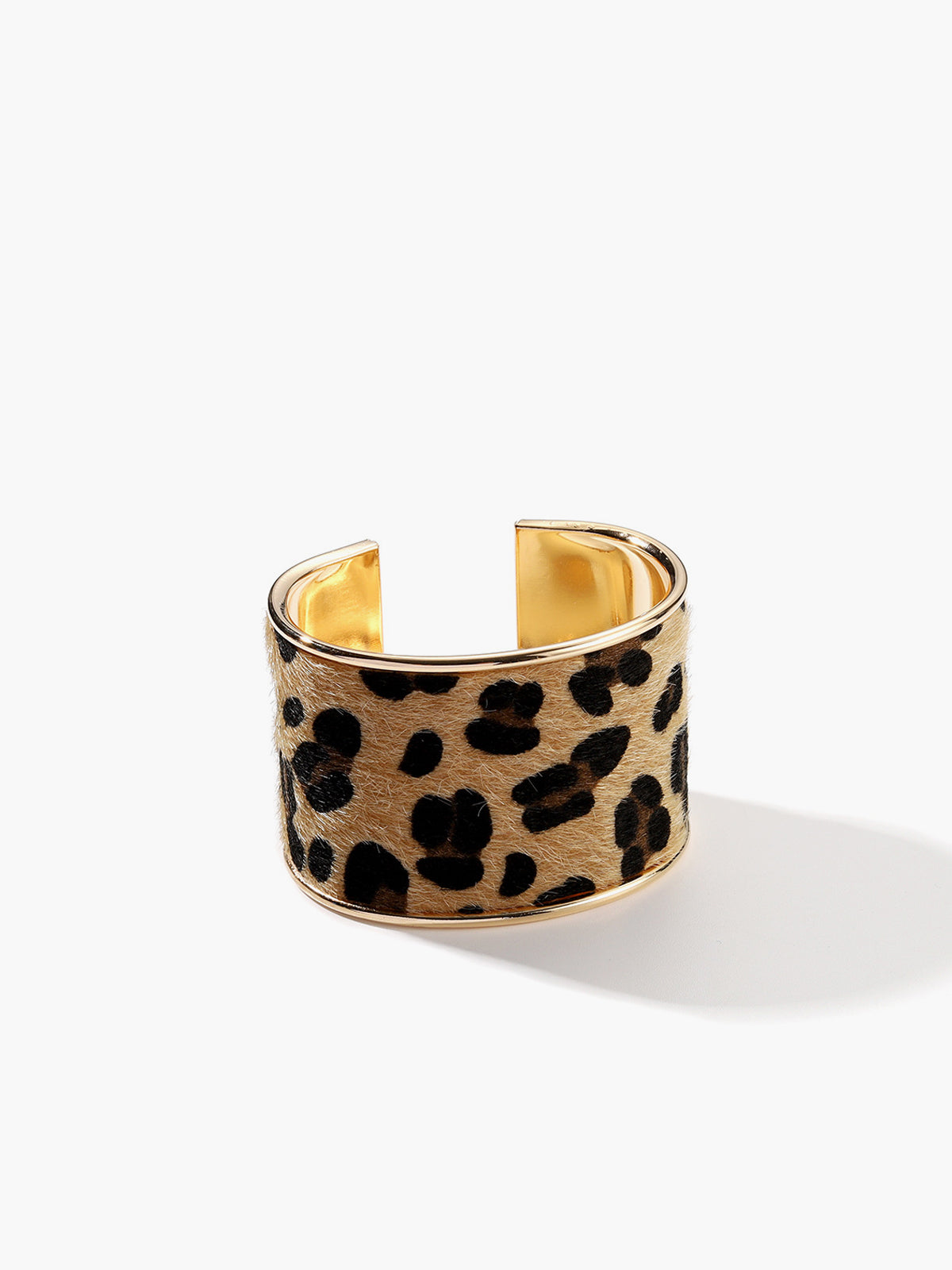 Leopard Printed Tunnel Open Bracelet-Chicvia