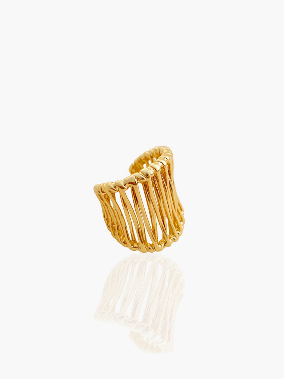 C-Shape Golden Fence Open Ring-Chicvia