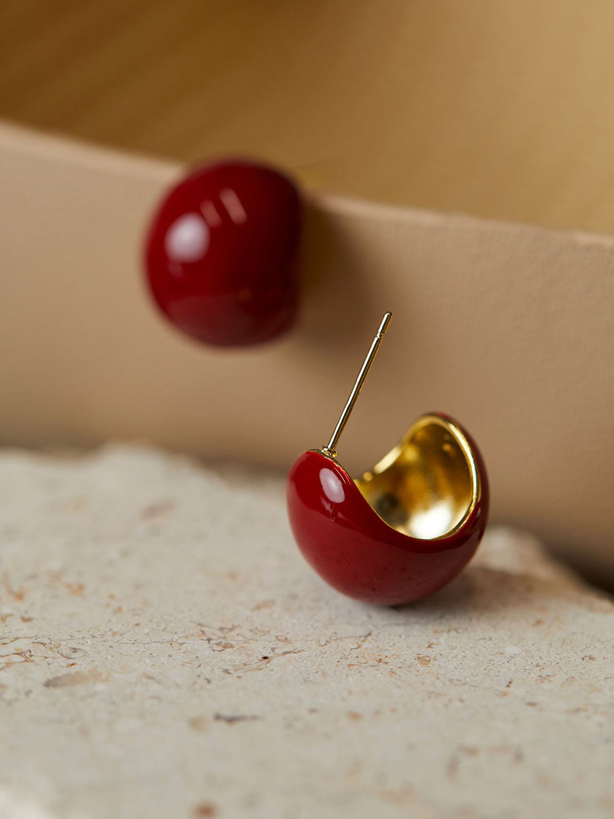 Chunky Cherry Hoop Earrings-Chicvia