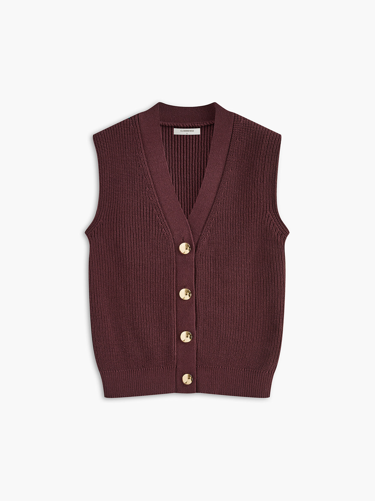 Cotton Blends Ribbed Sweater Vest-Chicvia
