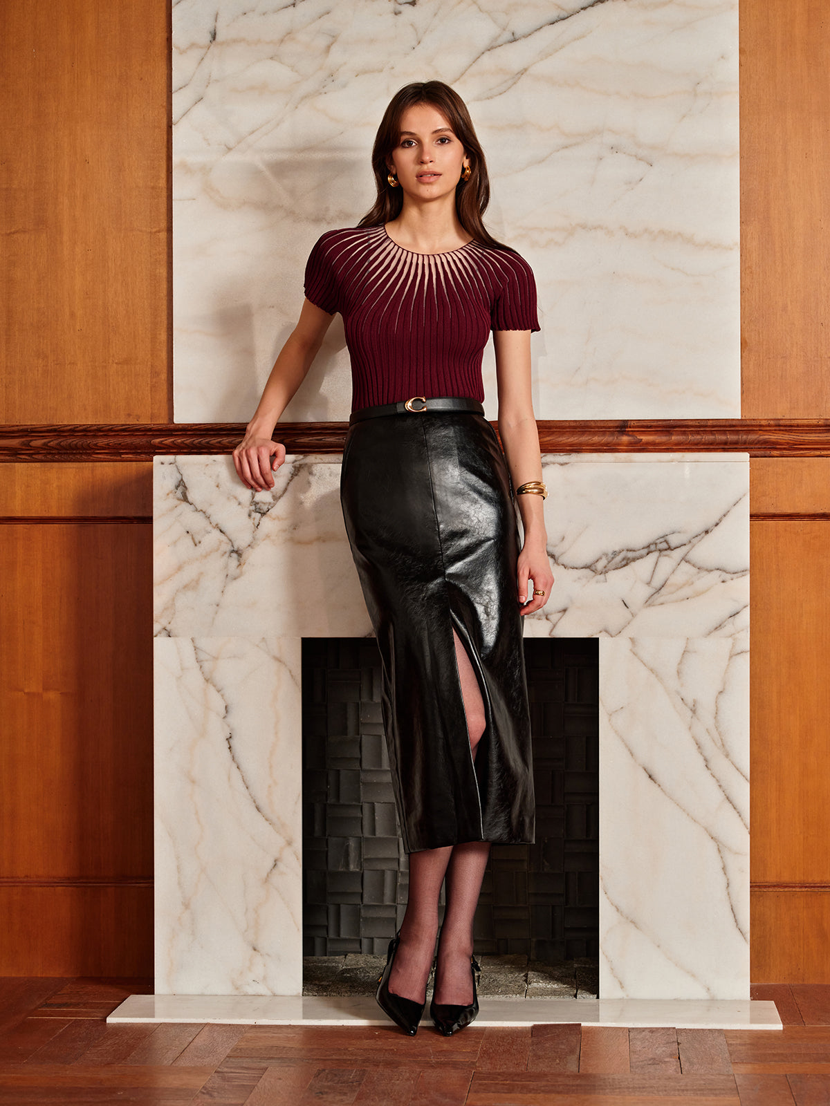 Plain Short Sleeve Knit Top-Chicvia