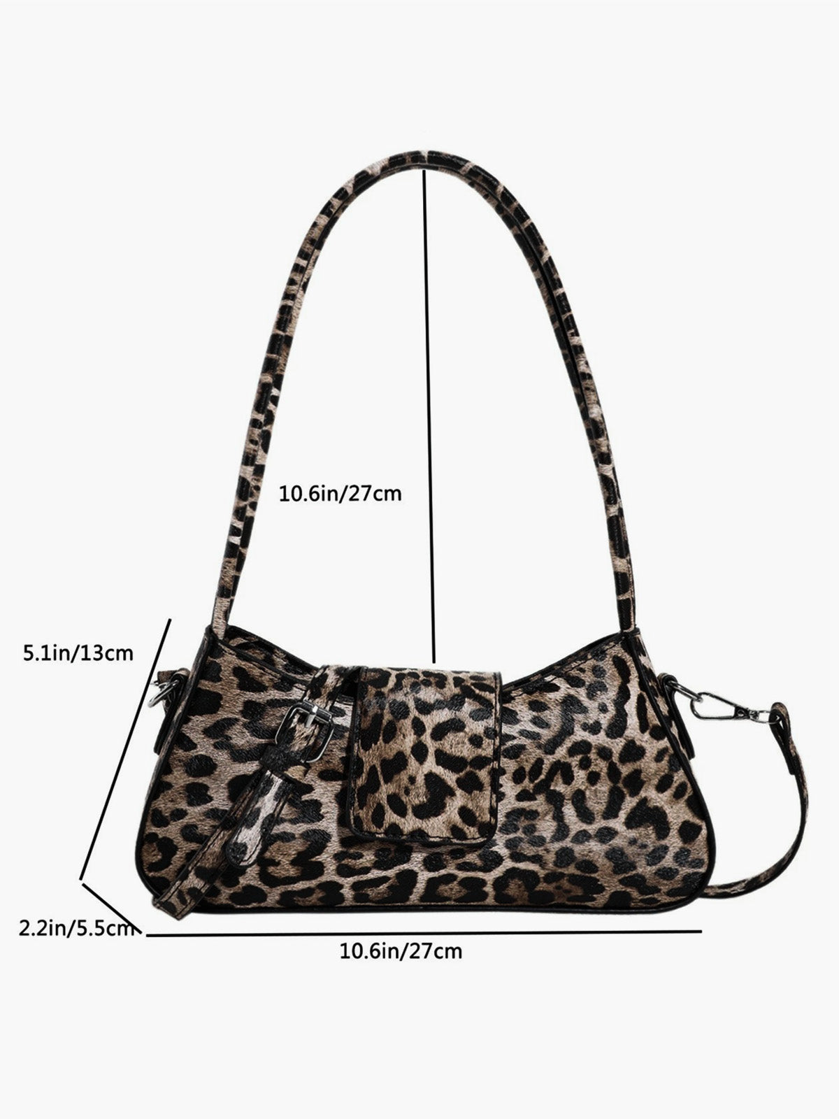 Leopard Printed Buckle Flap Armpit Bag-Chicvia