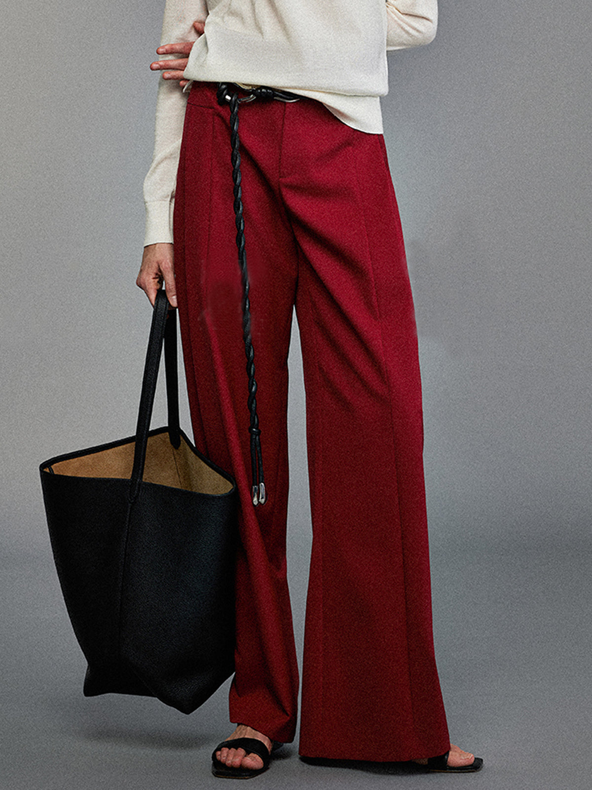Pleated Wide-Leg Pants-Chicvia