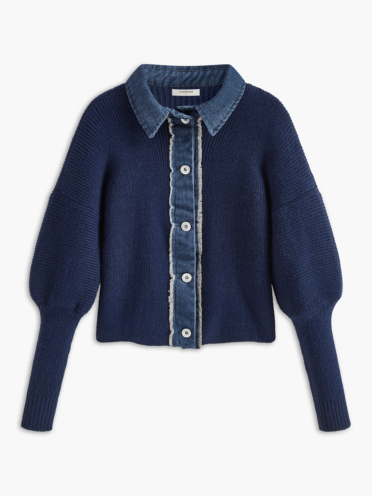 Panel Breasted Stretch Lapel Knit Top-Chicvia