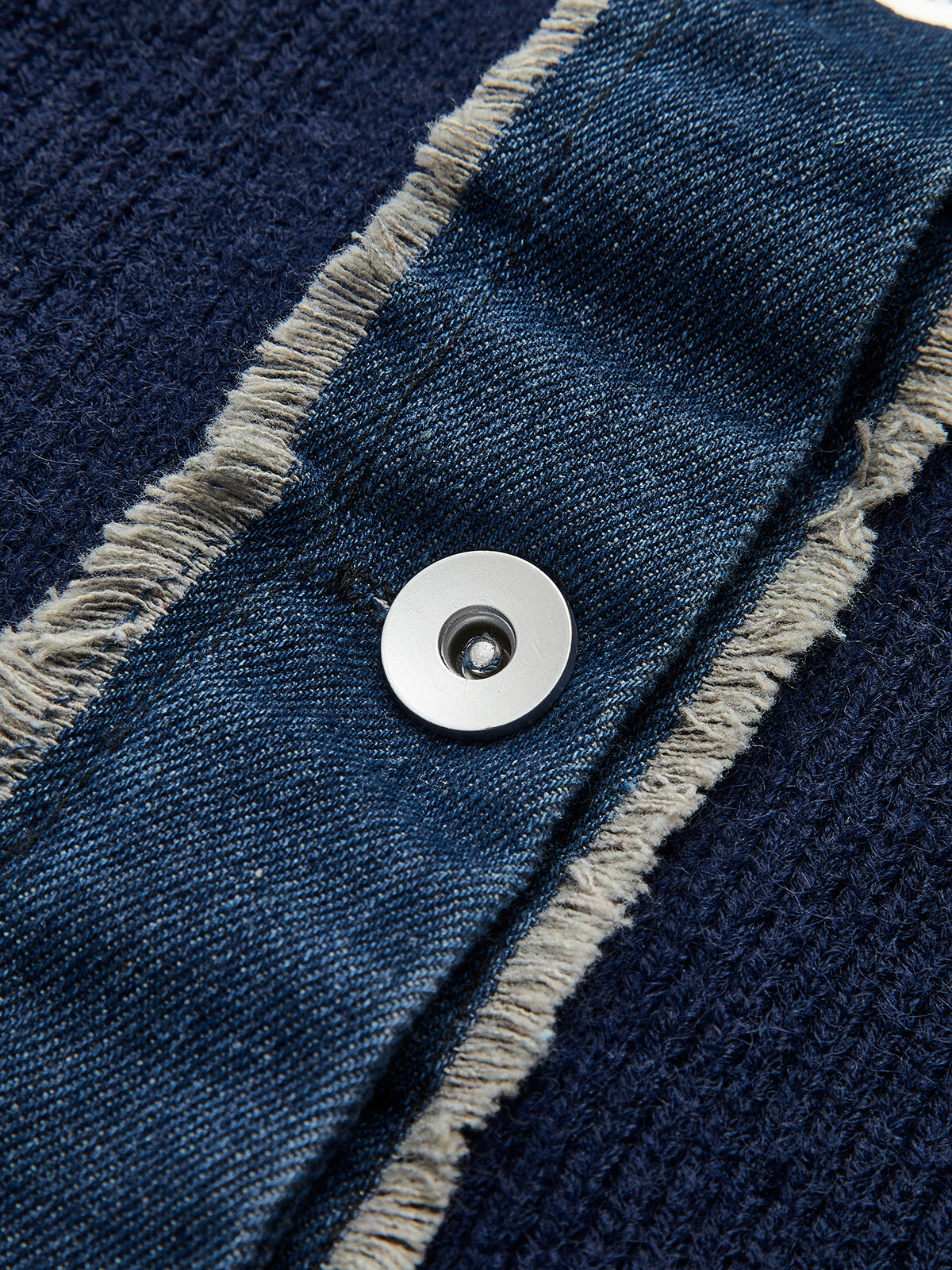 Panel Breasted Stretch Lapel Knit Top-Chicvia