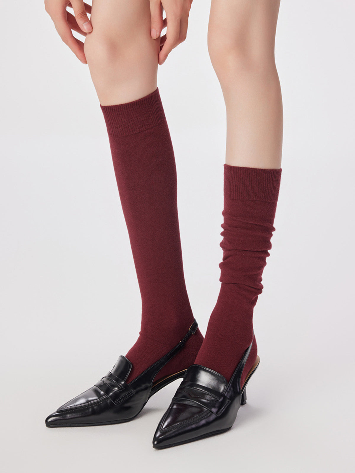 Ribbed Soft-Touch Calf Socks-Chicvia