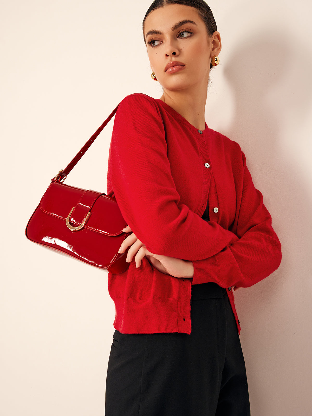 Button Down Cashmere-Blend Cardigan-Chicvia