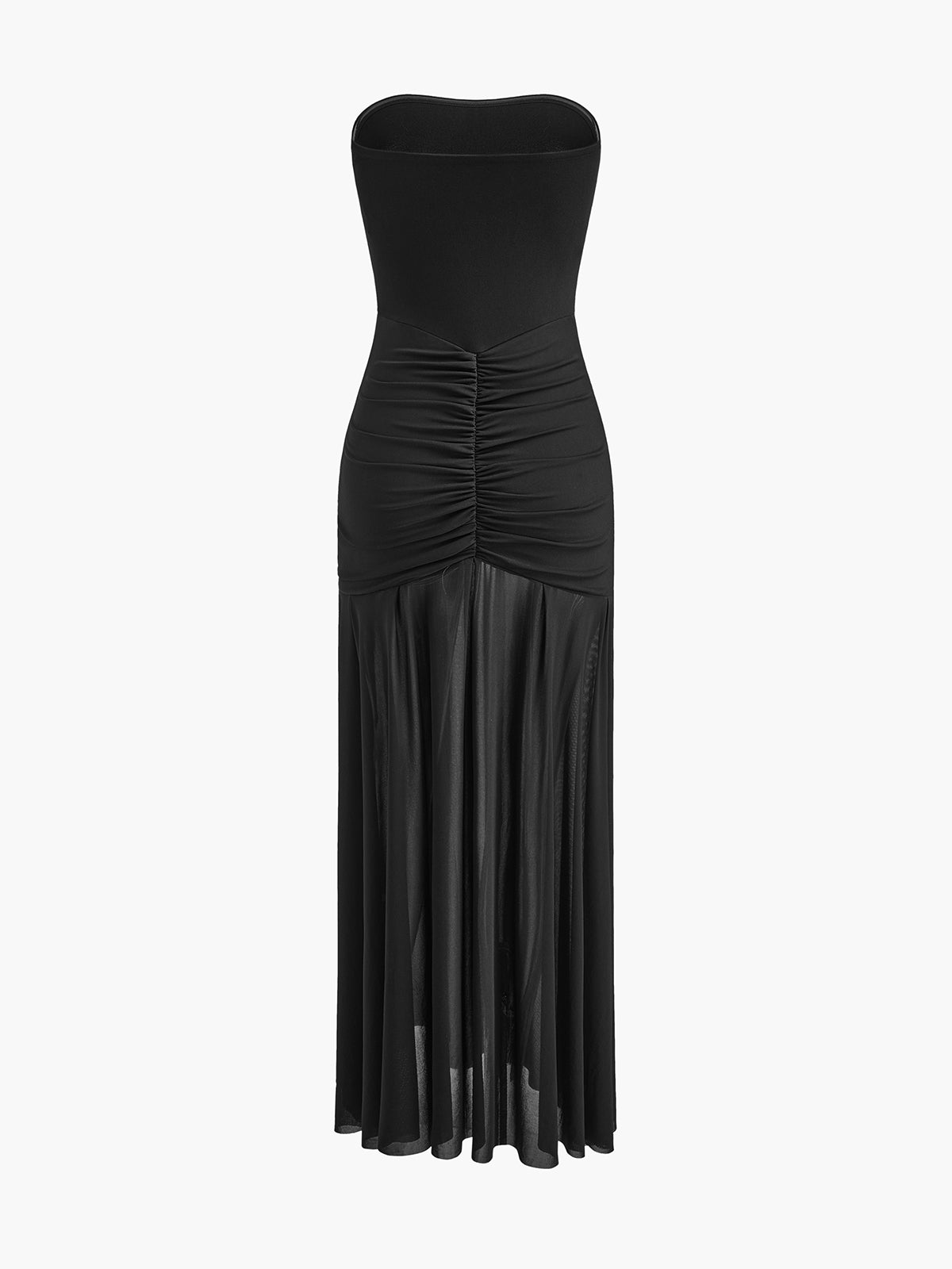 Pleated Mesh Tube Dress With Shawl-Chicvia
